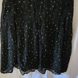 Sanctuary Black Blouse with Floral Accents